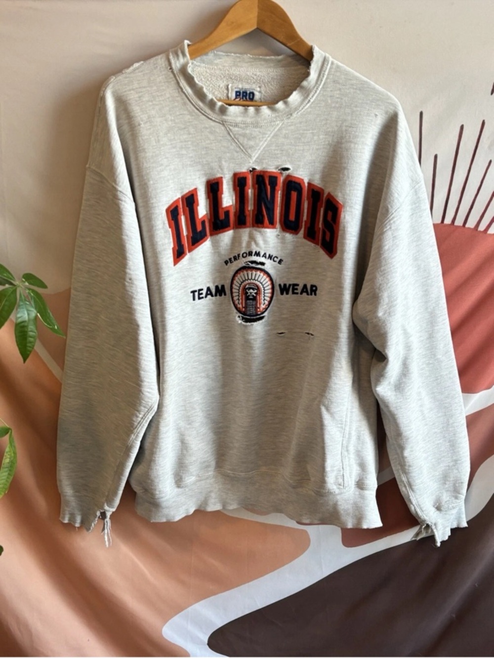 Vintage University Of Illinois Team Wear Sweatshirt Mens XL Crewneck 90s USA